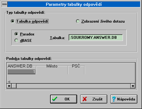 Obr. 5-6: Definice parametr odpovdi na dotaz