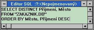 Obr. 5-9: Okno s pkazem SQL